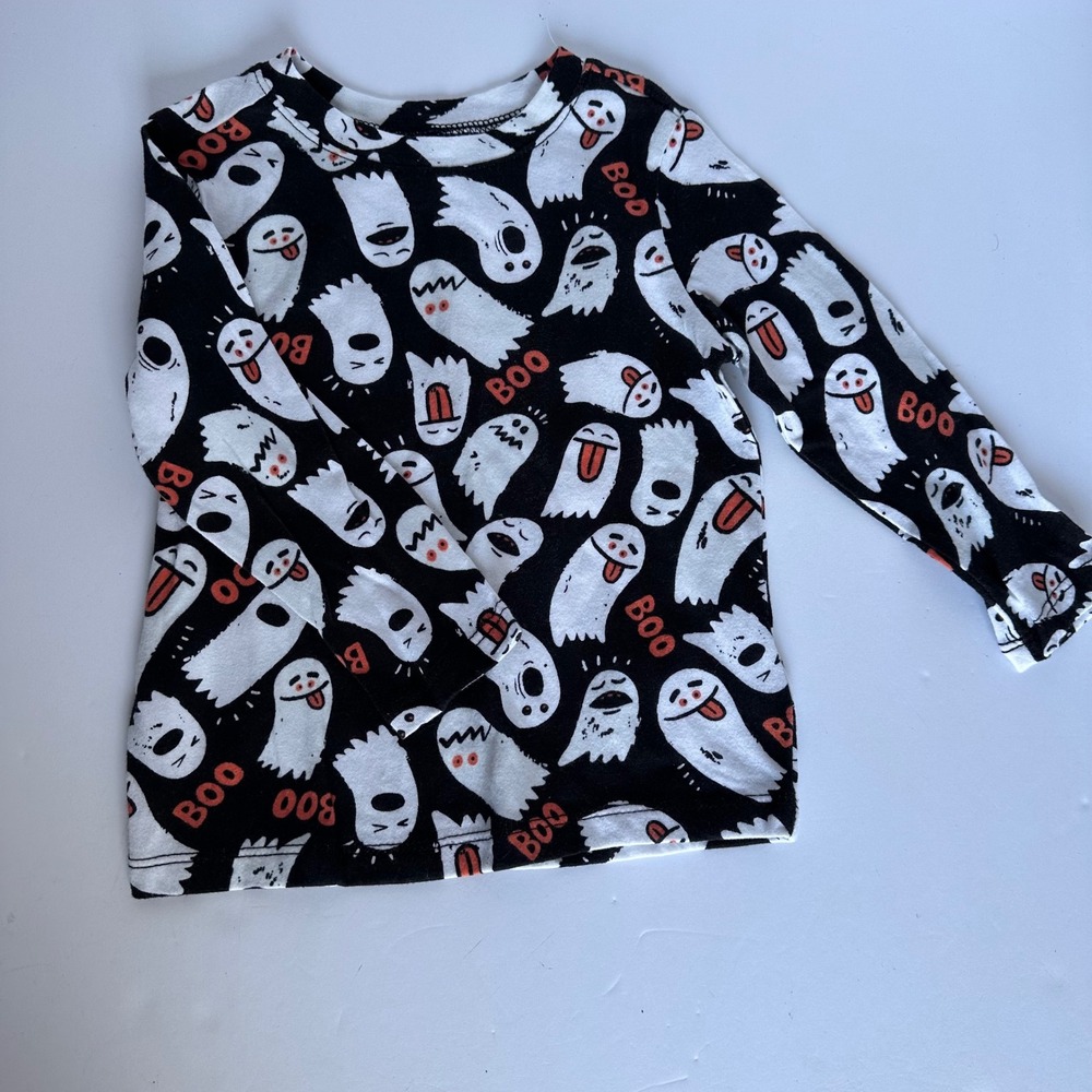 Old Navy Ghost Boo Halloween Long Sleeve Shirt Black Toddler Size‎ 18-24M